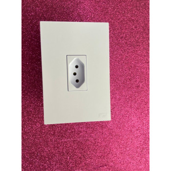 Conjunto Tomada 10a Vertical 4x2 - RECTA BRANCO SATIN FOSCO